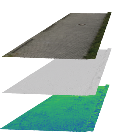 Multi-layer road-condition map with texture, geometry and profile layers